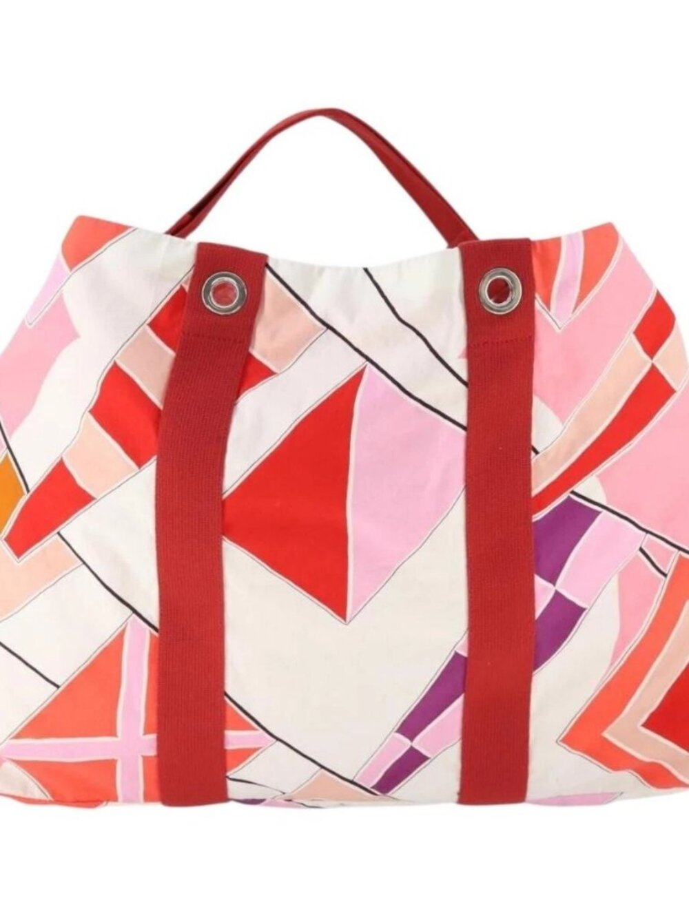 HERMES Beach Bag Tote Bag Canvas Red Auth 168207 - Picture 2 of 16